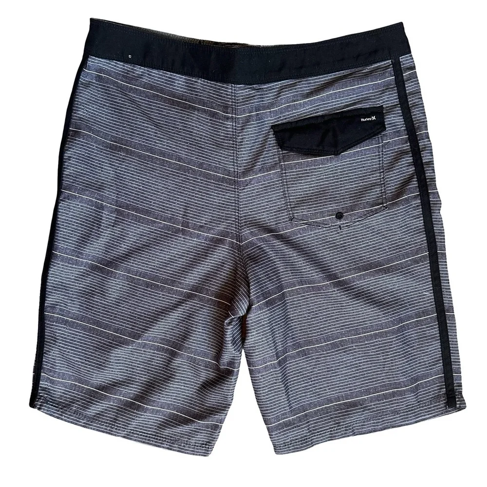 Hurley size 16 Big Boys Gray Black spf 50+ drawstring board shorts swim trunks